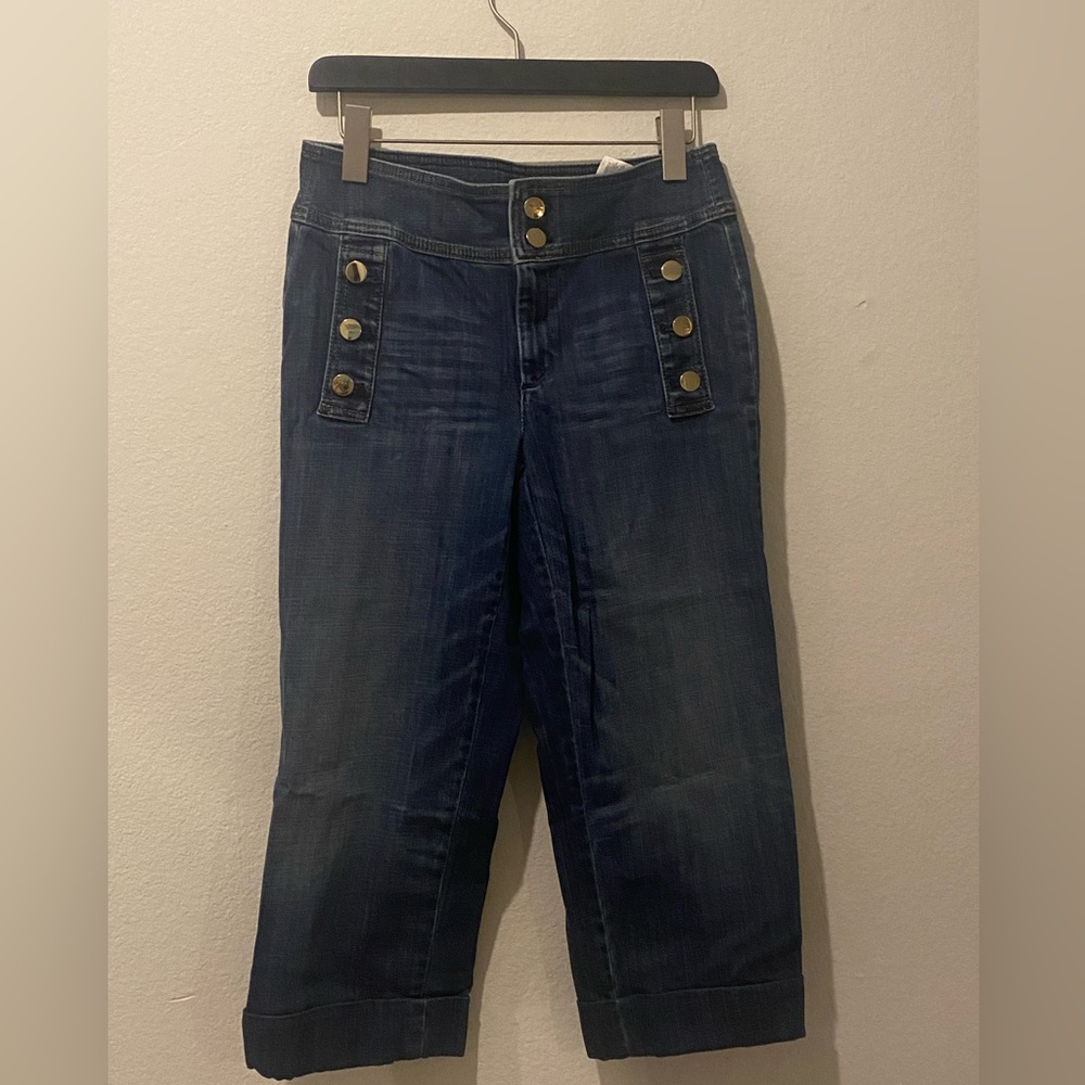 The platinum denim crop pants by Chicos size 0